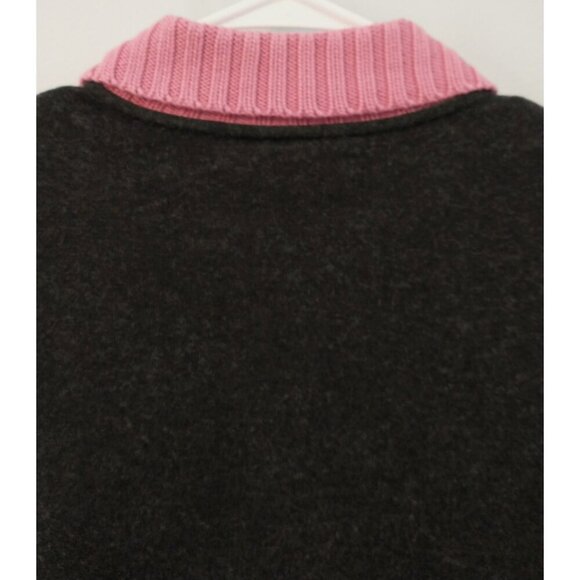 Carlisle Women's Cardigan Silk Cashmere Blend Gray Pink Pinstripe Sweater- Large - Picture 9 of 9